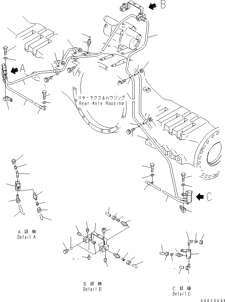 Dump Trucks Komatsu / HM400-1 S/N 1001-UP(hm400-1r) / REAR BRAKE PIPING (DRAIN PIPING) (FOR SAND PROTECT)(#1106-)(150870 : F3465-04A1)