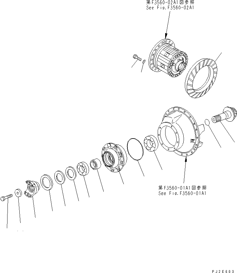 Dump Trucks Komatsu / HM400-1 S/N 1001-UP(hm400-1r) / REAR AXLE (PINION AND CAGE) (LIMITED SLIP DIF.)(#1033-)(151000 : F3560-03A1)