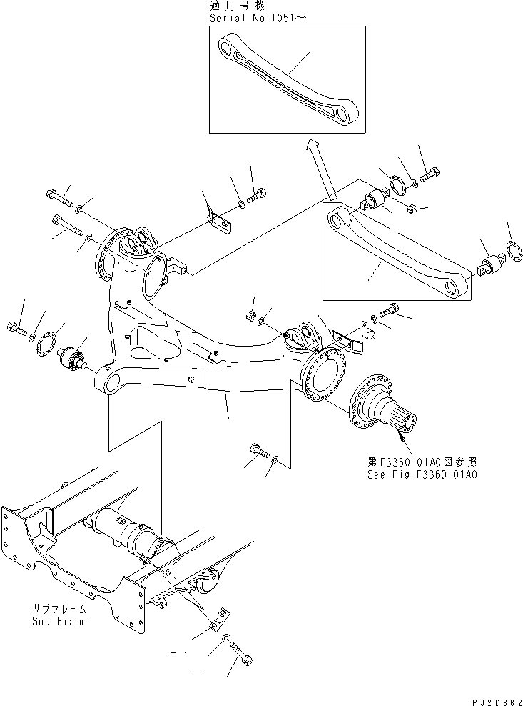 Dump Trucks Komatsu / HM400-1 S/N 1001-UP(hm400-1r) / FRONT AXLE SUPPORT(#1001-1105)(151160 : F3820-01A0)