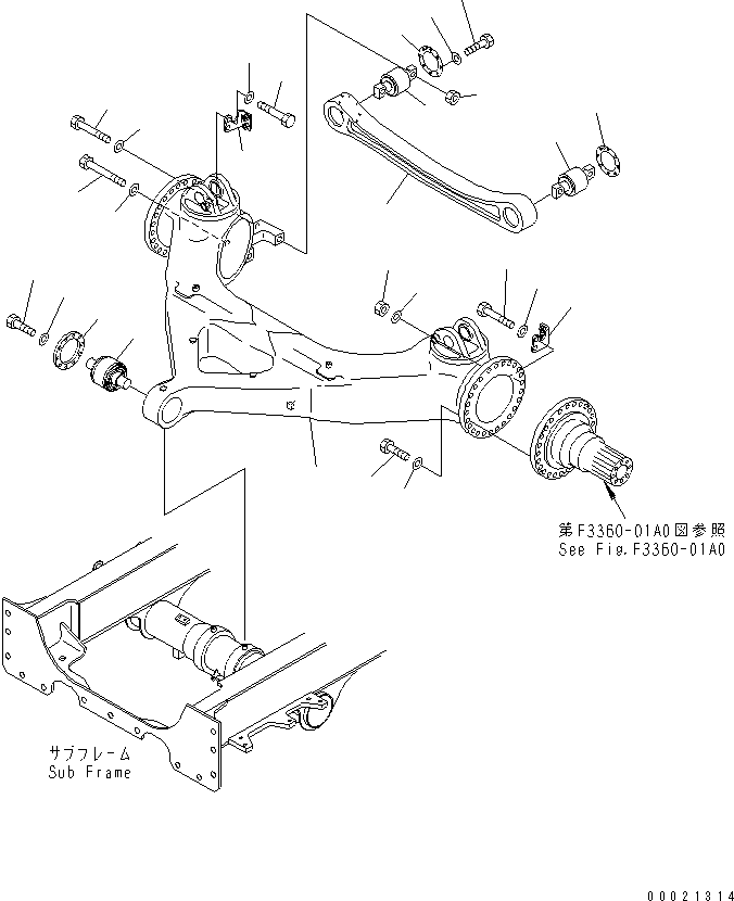 Dump Trucks Komatsu / HM400-1 S/N 1001-UP(hm400-1r) / FRONT AXLE SUPPORT (1/2)(#1106-)(151170 : F3820-01A0A)