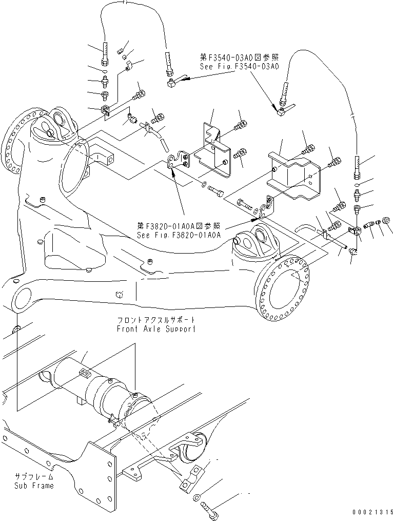 Dump Trucks Komatsu / HM400-1 S/N 1001-UP(hm400-1r) / FRONT AXLE SUPPORT (2/2)(#1106-)(151180 : F3820-02A0)
