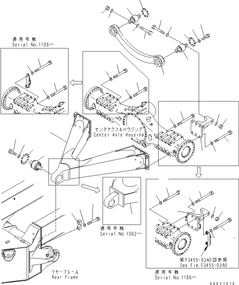 Dump Trucks Komatsu / HM400-1 S/N 1001-UP(hm400-1r) / CENTER AXLE SUPPORT(#1020-)(151200 : F3850-01A0A)