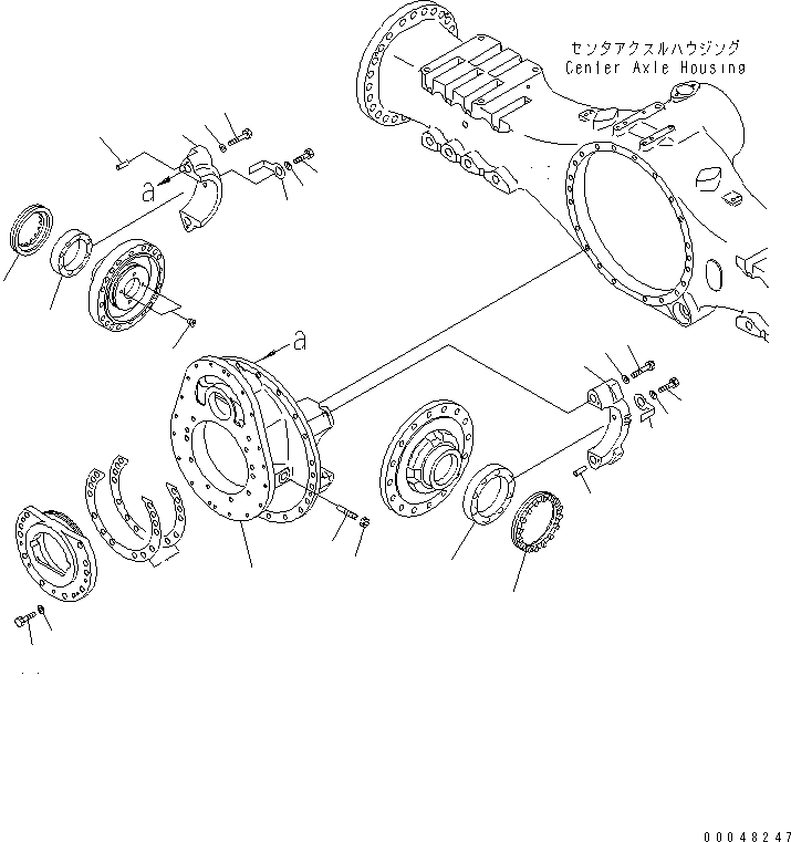 Dump Trucks Komatsu / HM400-2 S/N 2001-2632 (ecot3, For EU)(hm400-2c) / CENTER AXLE (CARRIER)(#2001-)(150390 : F3450-01A0)