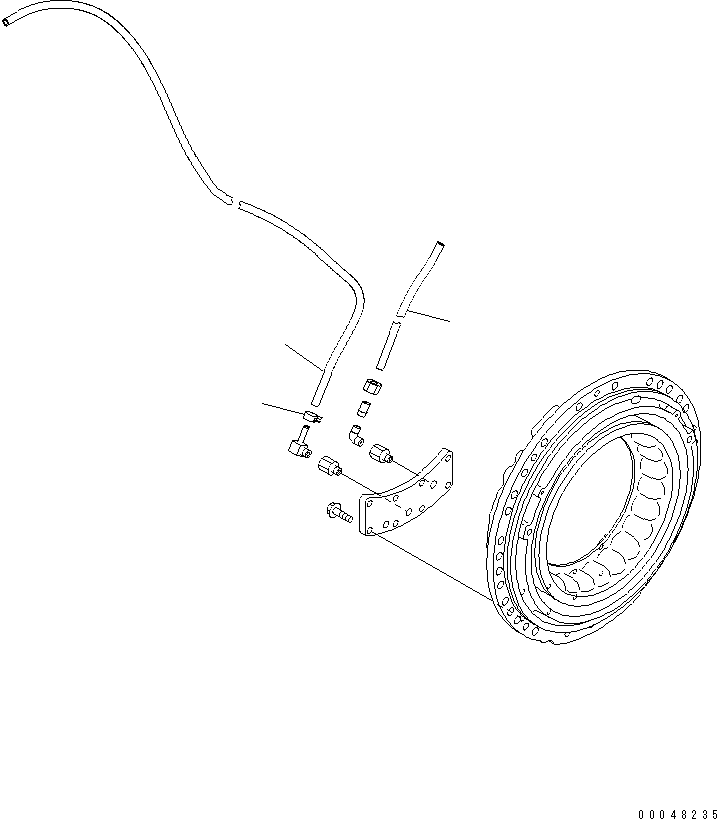 Dump Trucks Komatsu / HM400-2 S/N 2001-2632 (ecot3, For EU)(hm400-2c) / CENTER AXLE (L.H.) (PIPING)(#2001-)(150530 : F3450-08A0)
