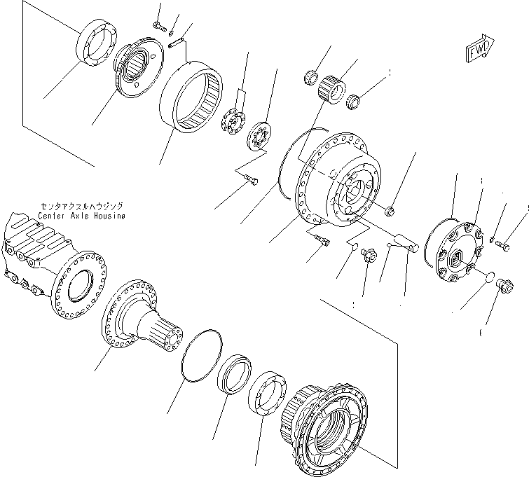 Dump Trucks Komatsu / HM400-2 S/N 2001-2632 (ecot3, For EU)(hm400-2c) / CENTER AXLE (R.H.) (FINAL DRIVE) (LIMITED SLIP DIF.)(#2001-)(150560 : F3450-09A1)