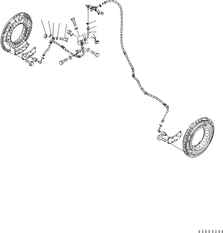 Dump Trucks Komatsu / HM400-2 S/N 2001-2632 (ecot3, For EU)(hm400-2c) / CENTER BRAKE PIPING (SALVAGE) (R.H.)(#2189-)(150690 : F3455-04A0A)