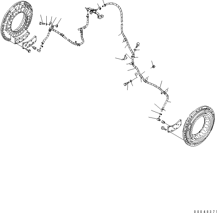 Dump Trucks Komatsu / HM400-2 S/N 2001-2632 (ecot3, For EU)(hm400-2c) / CENTER BRAKE PIPING (SALVAGE) (L.H.)(#2001-2188)(150700 : F3455-05A0)