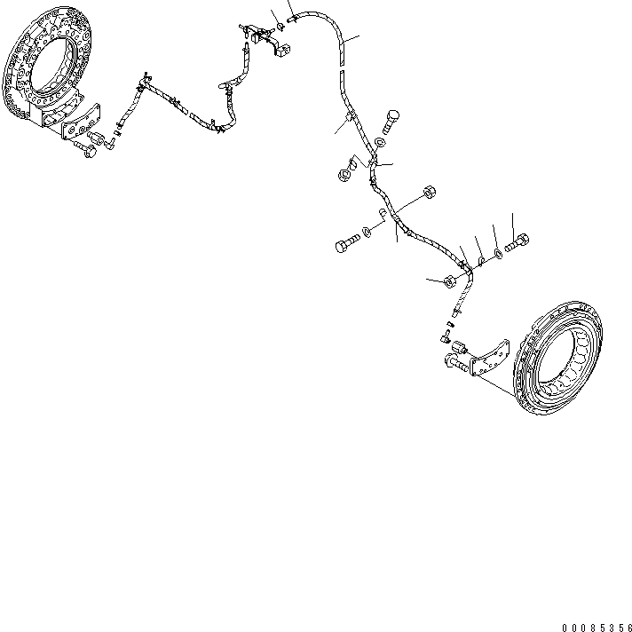 Dump Trucks Komatsu / HM400-2 S/N 2001-2632 (ecot3, For EU)(hm400-2c) / CENTER BRAKE PIPING (SALVAGE) (L.H.)(#2189-)(150710 : F3455-05A0A)
