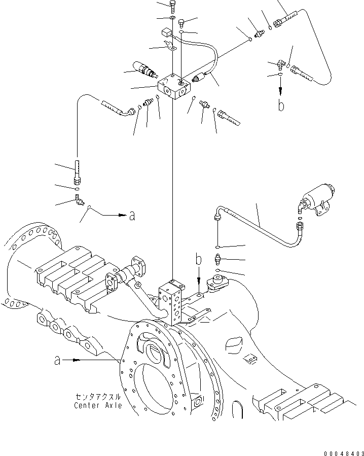 Dump Trucks Komatsu / HM400-2 S/N 2001-2632 (ecot3, For EU)(hm400-2c) / CENTER BRAKE COOLING (DIFFERENTIAL LOCK LINE)(#2001-)(150750 : F3456-02A0)