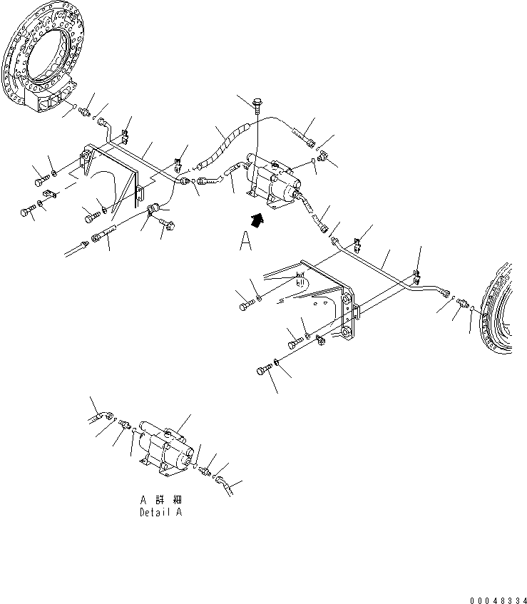 Dump Trucks Komatsu / HM400-2 S/N 2001-2632 (ecot3, For EU)(hm400-2c) / REAR BRAKE PIPING(#2001-)(150770 : F3465-01A0)