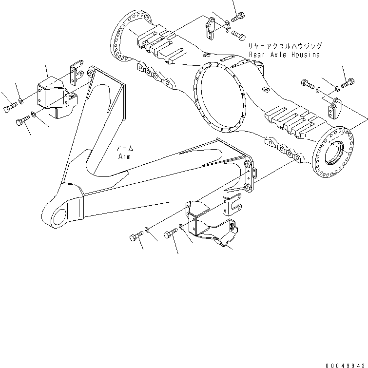 Dump Trucks Komatsu / HM400-2 S/N 2001-2632 (ecot3, For EU)(hm400-2c) / REAR BRAKE PIPING (COVER)(#2001-)(150780 : F3465-02A0)