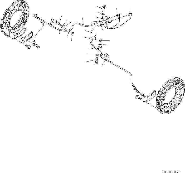 Dump Trucks Komatsu / HM400-2 S/N 2001-2632 (ecot3, For EU)(hm400-2c) / REAR BRAKE PIPING (SALVAGE)(#2001-)(150810 : F3465-04A0)