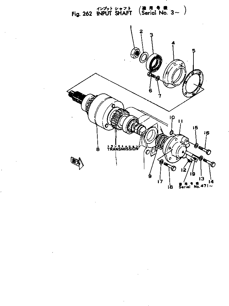Wheel Loaders Komatsu / JH60-1 S/N 3-3916(jh60-1r) / INPUT SHAFT(060050 : 262)