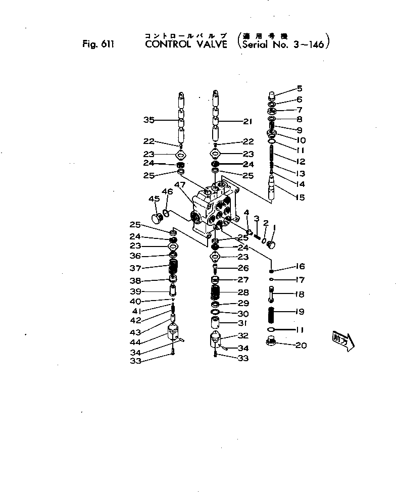 Wheel Loaders Komatsu / JH60-1 S/N 3-3916(jh60-1r) / CONTROL VALVE(#3-146)(180190 : 611)