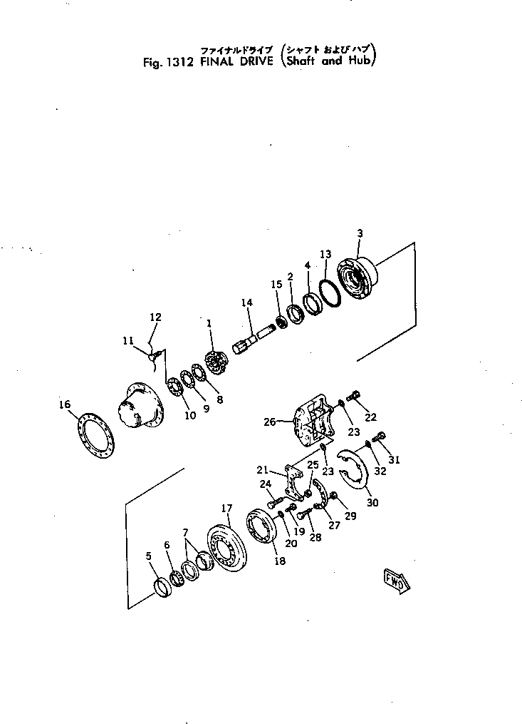 Wheel Loaders Komatsu / JH65C-2 S/N 3-UP(jh65c-2r) / FINAL DRIVE (SHAFT AND HUB)(#3-)(090120 : 1312)