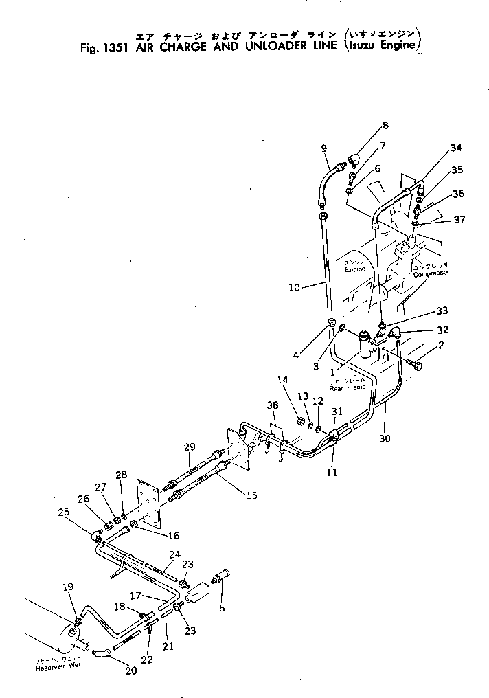 Wheel Loaders Komatsu / JH65C-2 S/N 3-UP(jh65c-2r) / AIR CHARGE AND UNLOADER LINE(#3-)(090150 : 1351)