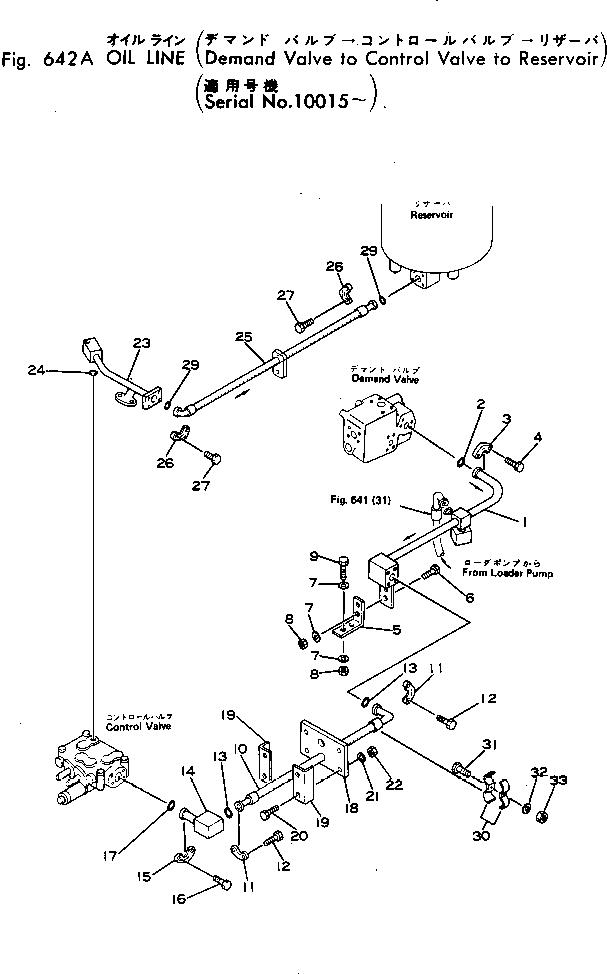 Wheel Loaders Komatsu / JH80C-1 S/N 10001-UP(jh80c-1r) / OIL LINE (DEMAND VALVE TO CONTROL VALVE TO TANK)(#10015-)(180130 : 642A)