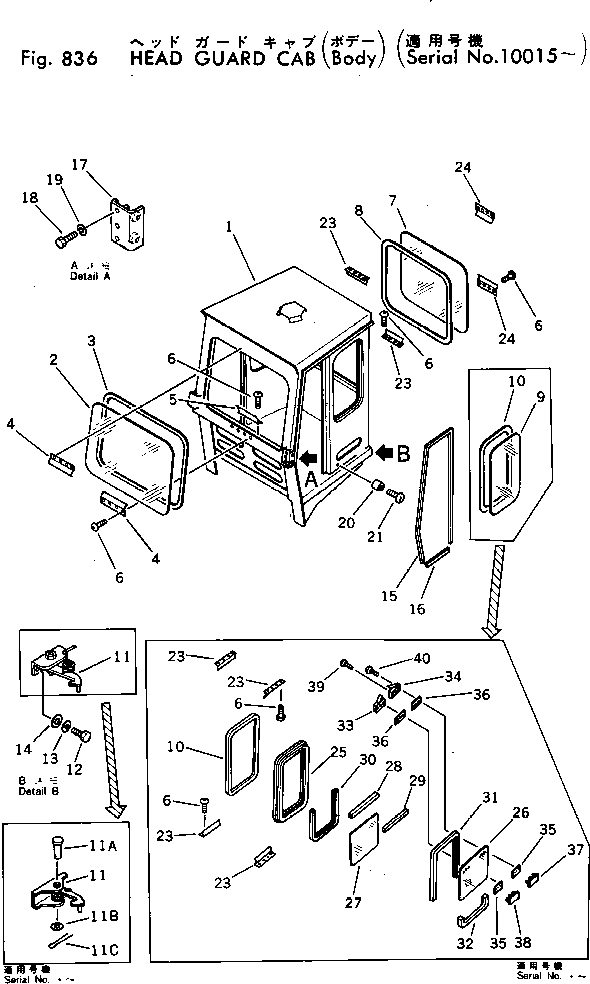 Wheel Loaders Komatsu / JH80C-1 S/N 10001-UP(jh80c-1r) / HEAD GUARD CAB (BODY)(#10015-)(240140 : 836)
