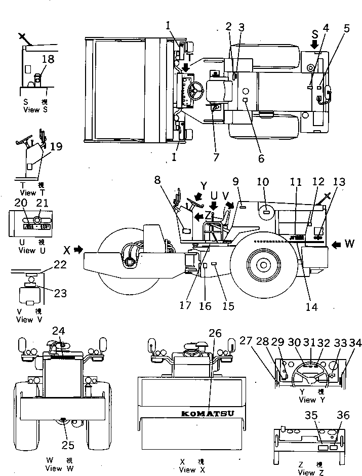 Rollers Komatsu / JV100A-1 S/N 10011-UP(jv100a-r) / MARK AND PLATE (JAPANESE)(#10302-10432)(210020 : 9801A)