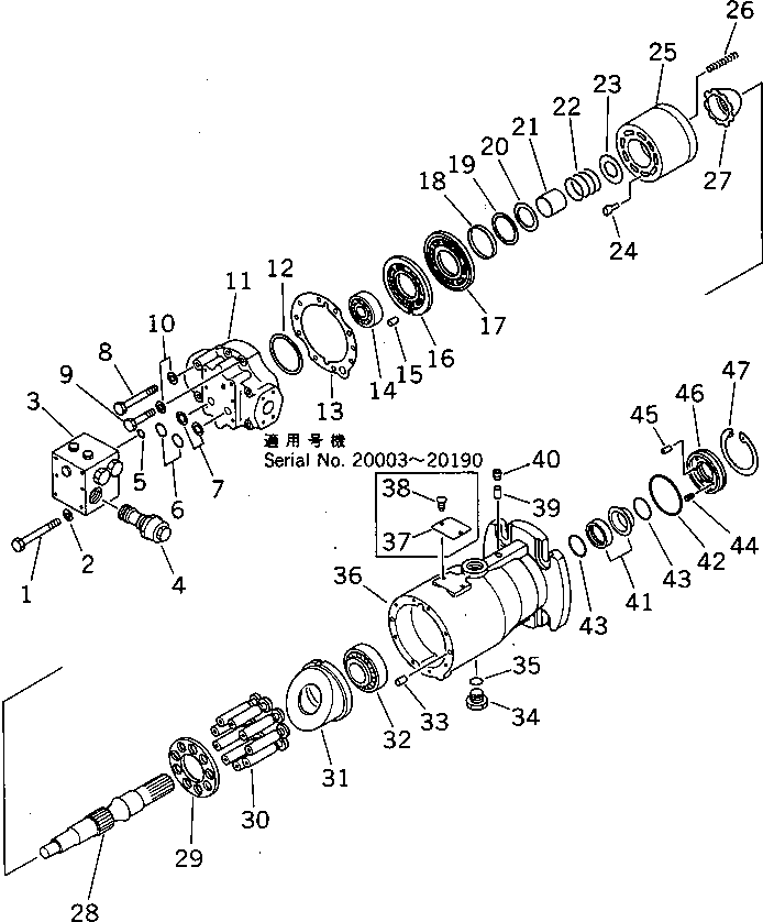 Rollers Komatsu / JV100WA-1 S/N 20003-UP(jv100w0c) / HYDRAULIC MOTOR (FOR REAR TRAVEL)(180130 : 6147)