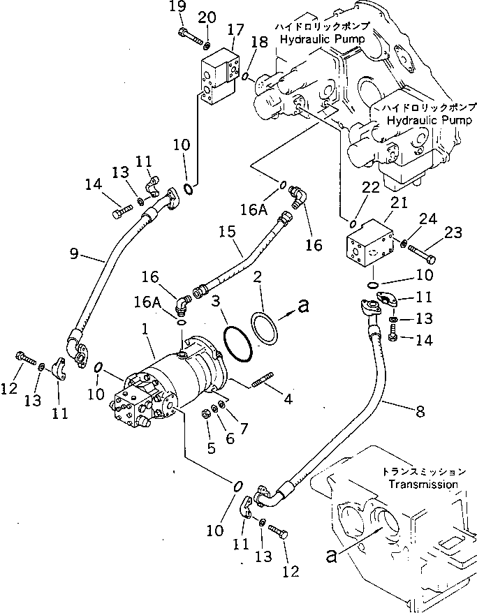 Rollers Komatsu / JV100WP-1 S/N 30003-UP(jv100w1r) / HYDRAULIC PIPING (TRAVEL PUMP TO REAR TRAVEL MOTOR)(180170 : 6407)
