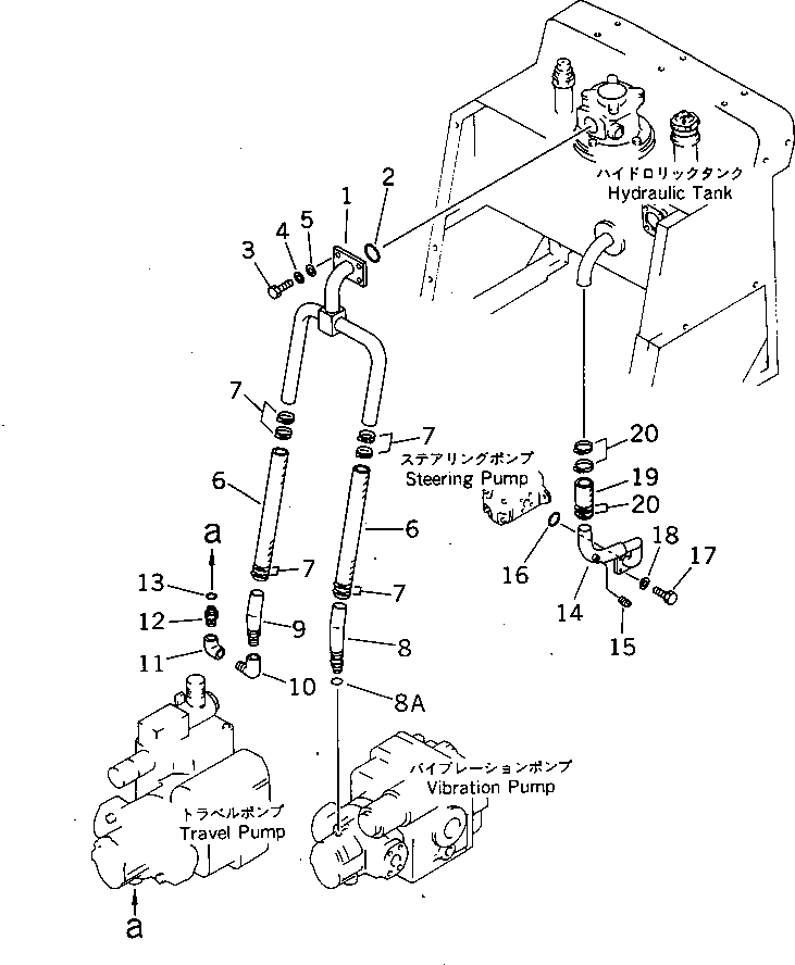 Rollers Komatsu / JV100WP-1 S/N 30003-UP(jv100w1r) / HYDRAULIC PIPING (TANK TO PUMP)(180200 : 6421)