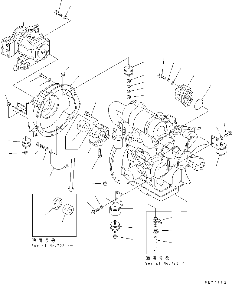 Rollers Komatsu / JV25CR-7 S/N 7201-UP(jv25cr-c) / ENGINE AND PUMP MOUNTING PARTS(030010 : 1001)
