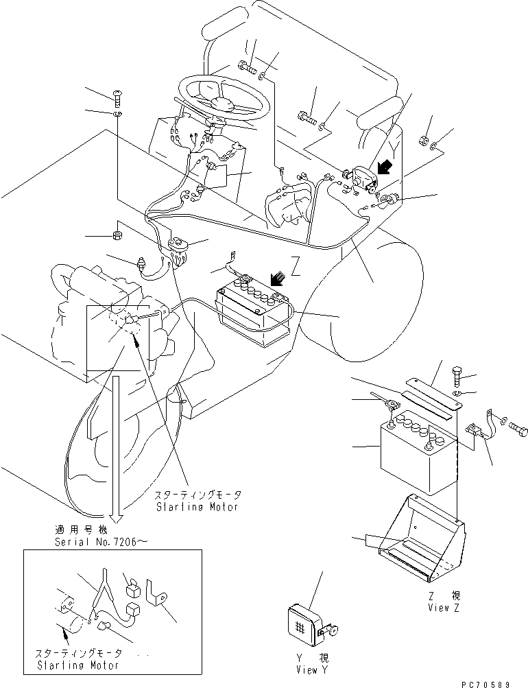Rollers Komatsu / JV25CR-7 S/N 7201-UP(jv25cr-c) / ELECTRICAL SYSTEM (3/3) (BATTERY AND REAR LINE)(030080 : 1405)