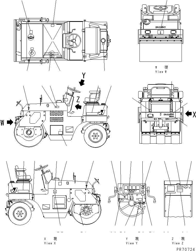 Rollers Komatsu / JV25CR-7 S/N 7201-UP(jv25cr-c) / MARKS AND PLATES (ENGLISH)(#7221-)(180010 : 9811)