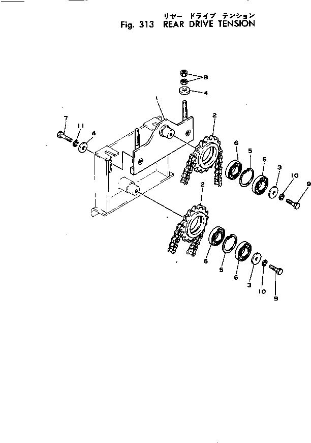 Rollers Komatsu / JV32W-1 S/N 1001-UP(jv32w-1r) / REAR DRIVE TENSION(090050 : 313)