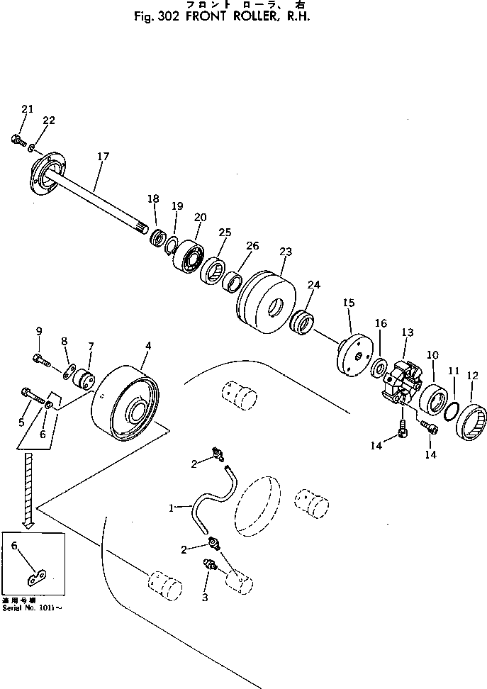 Rollers Komatsu / JV40C-1 S/N 1001-UP(jv40c-1c) / FRONT ROLLER ? R.H.(090020 : 302)