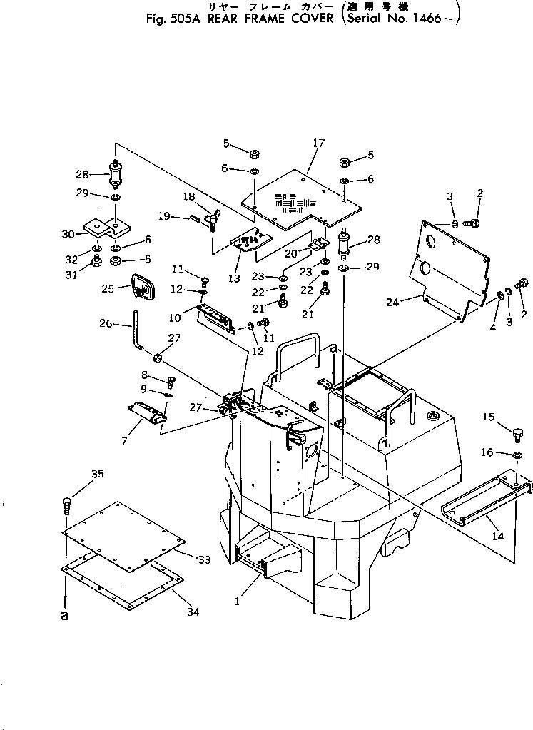 Rollers Komatsu / JV40C-1 S/N 1001-UP(jv40c-1r) / REAR FRAME COVER(#1466-)(150090 : 505A)