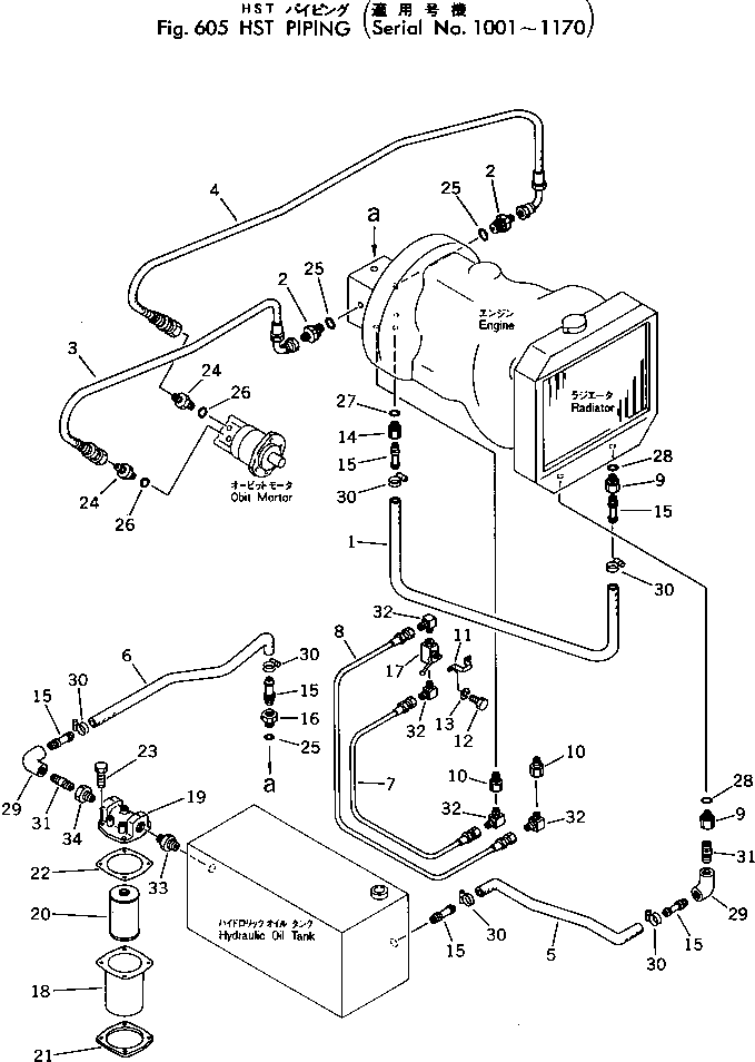 Rollers Komatsu / JV40C-1 S/N 1001-UP(jv40c-1r) / HST PIPING(#1001-1170)(180080 : 605)