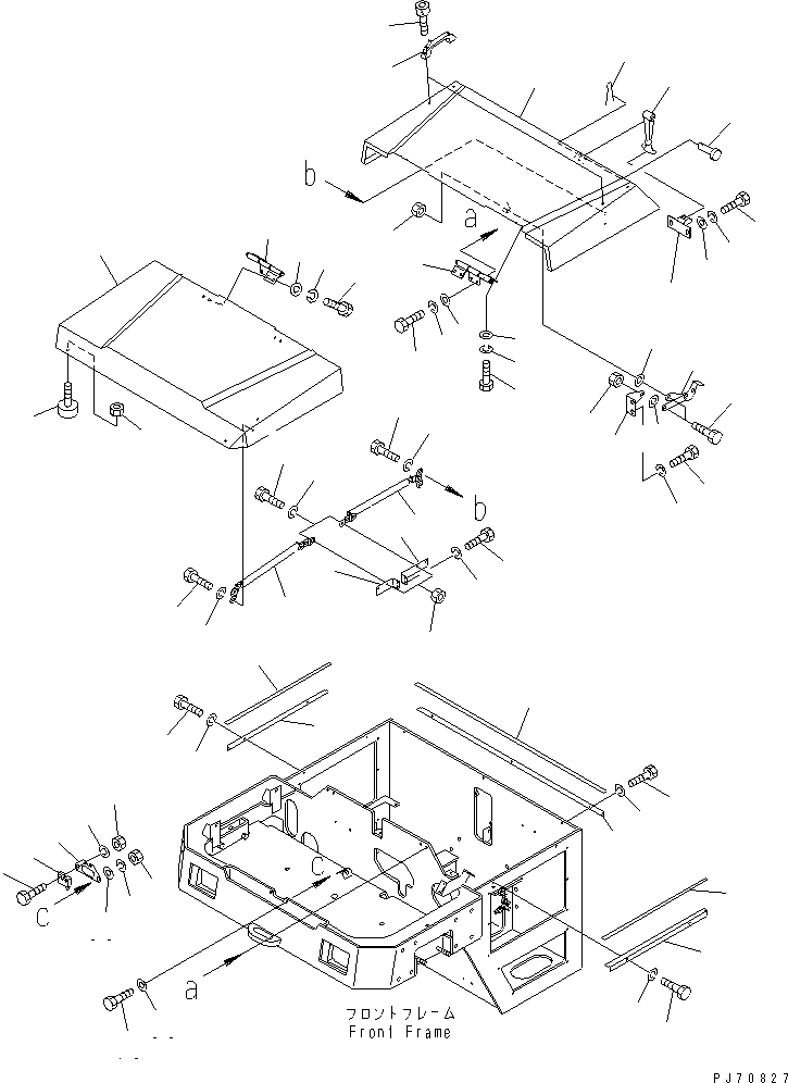 Rollers Komatsu / JV40CW-5 S/N 6001-UP(jv40cw2r) / FRONT FRAME AND COVER (2/2) (BONNET AND TANK COVER)(120020 : 5003)