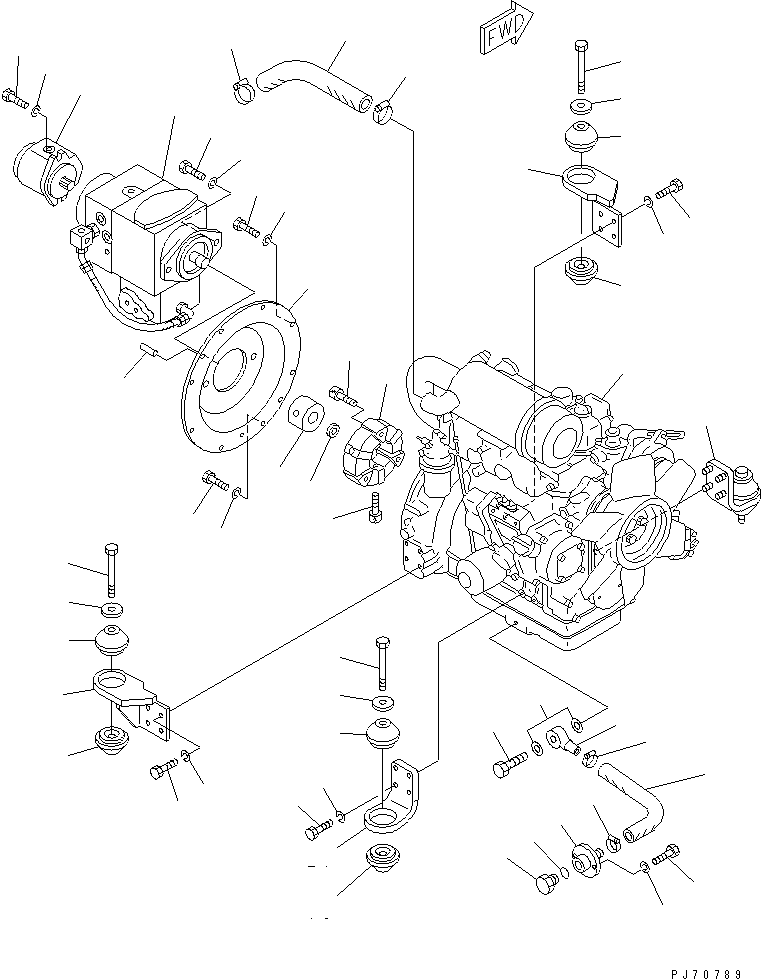 Rollers Komatsu / JV40DW-5 S/N 6001-UP(jv40dw0r) / ENGINE AND MAIN PUMP MOUNTING PARTS(030010 : 1001)