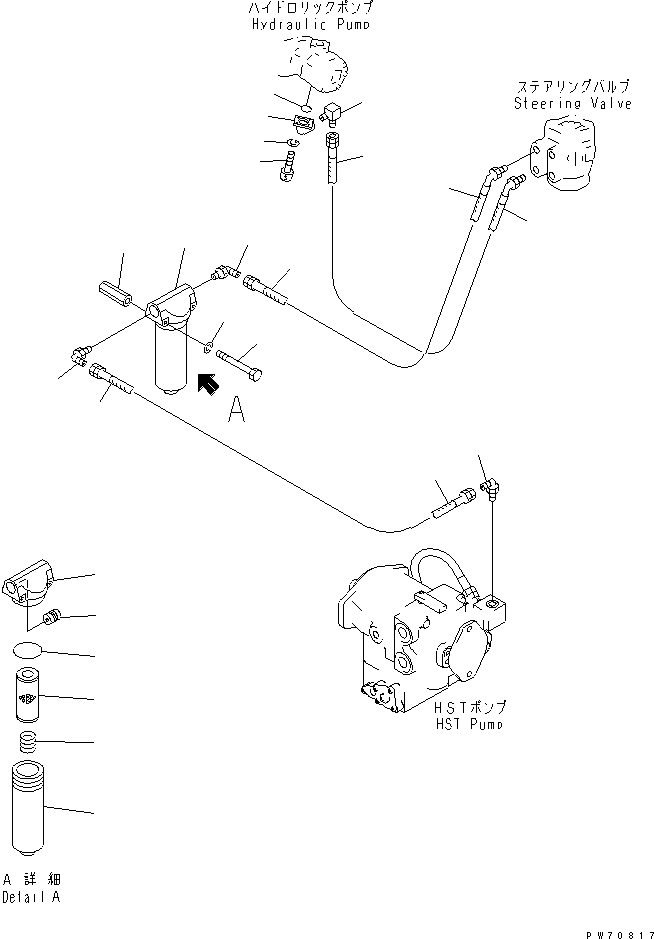 Rollers Komatsu / JV40DW-5 S/N 6001-UP(jv40dw0r) / STEERING PIPING (2/3) (PUMP TO STEERING VALVE)(090080 : 4513)
