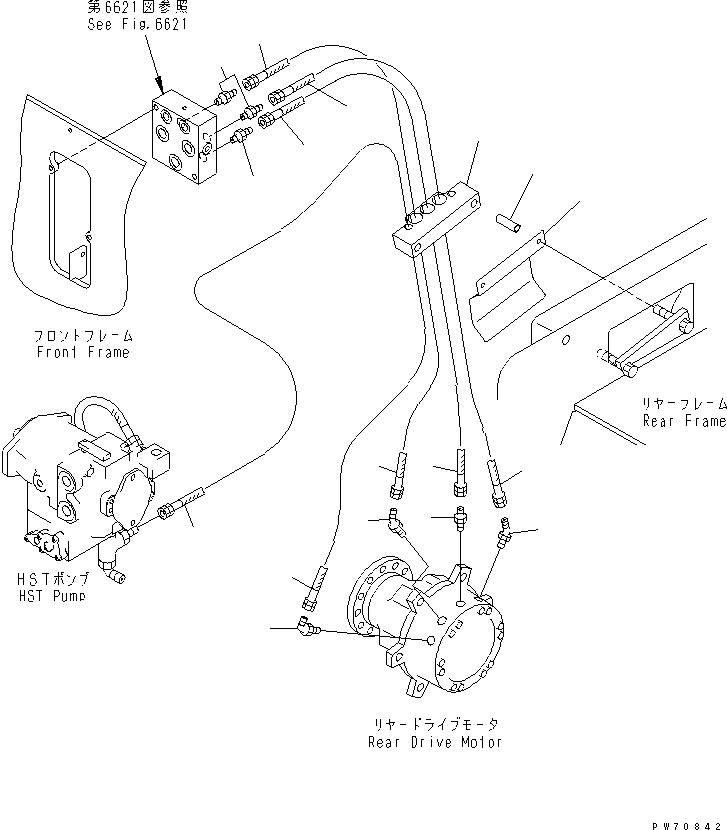Rollers Komatsu / JV40DW-5 S/N 6001-UP(jv40dw0r) / HST PIPING (REAR DRIVE MOTOR LINE)(150140 : 6623)