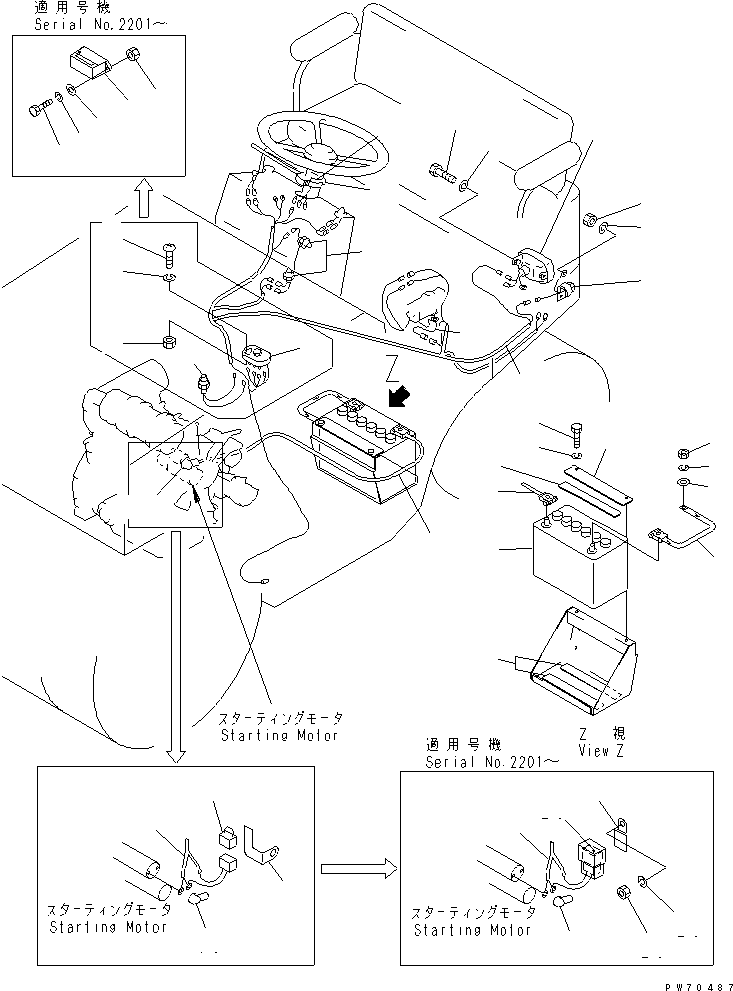 Rollers Komatsu / JW30-2 S/N 2001-UP(jw30-2r) / ELECTRICAL SYSTEM (3/3) (BATTERY AND REAR LINE)(030110 : 1403)