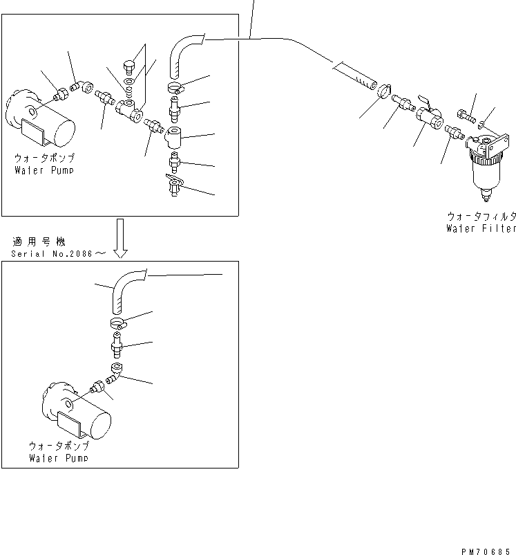 Rollers Komatsu / JW30-2 S/N 2001-UP(jw30-2r) / WATER SPRAY PIPING (2/5) (DELIVERY LINE)(#2001-2200)(150100 : 6502)