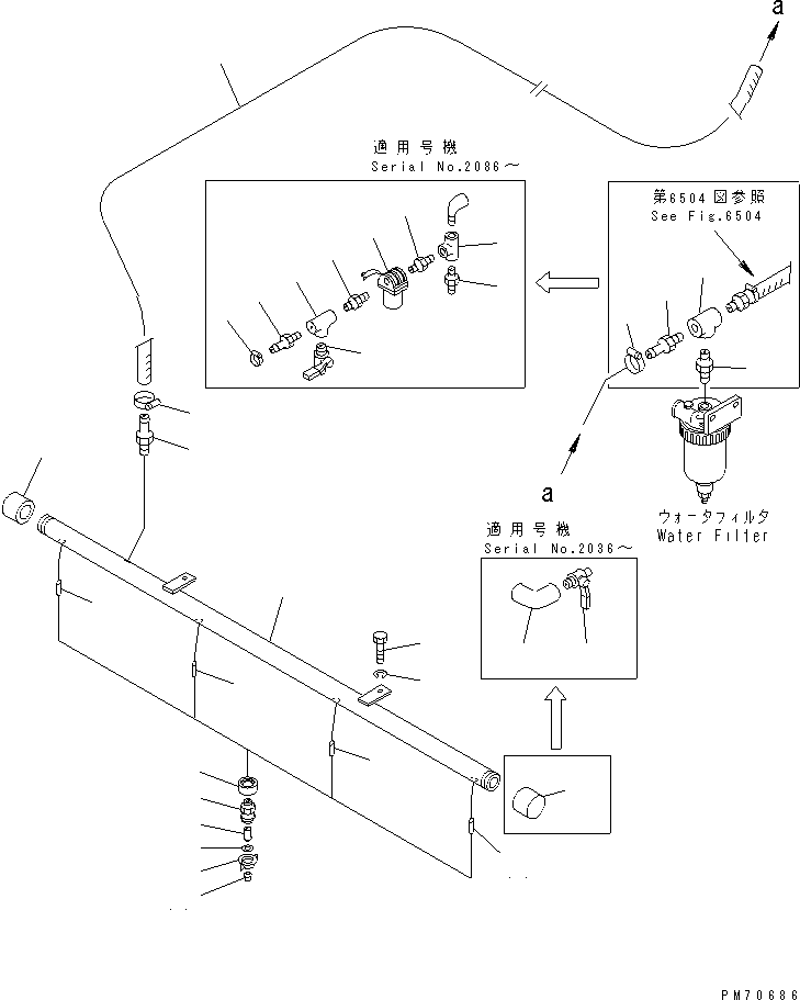 Rollers Komatsu / JW30-2 S/N 2001-UP(jw30-2r) / WATER SPRAY PIPING (3/5) (FRONT NOZZLE LINE)(#2001-2200)(150120 : 6503)