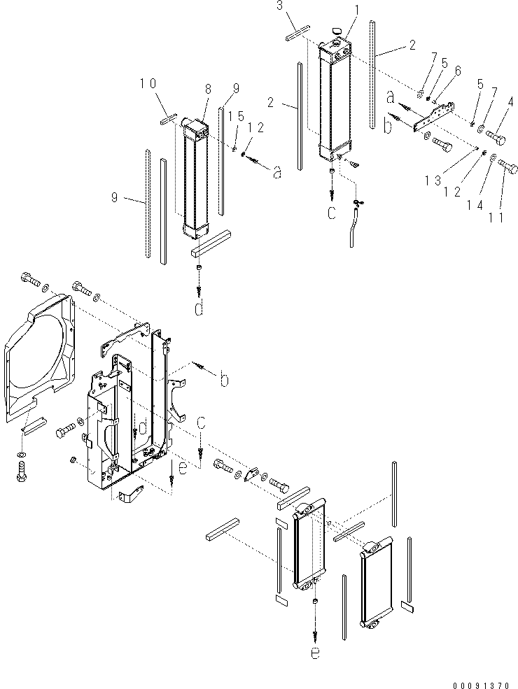 Komatsu parts book diagram for PC70-8 S/N DBBT0001~-up: COOLING (RADIATOR AND AFTER COOLER)