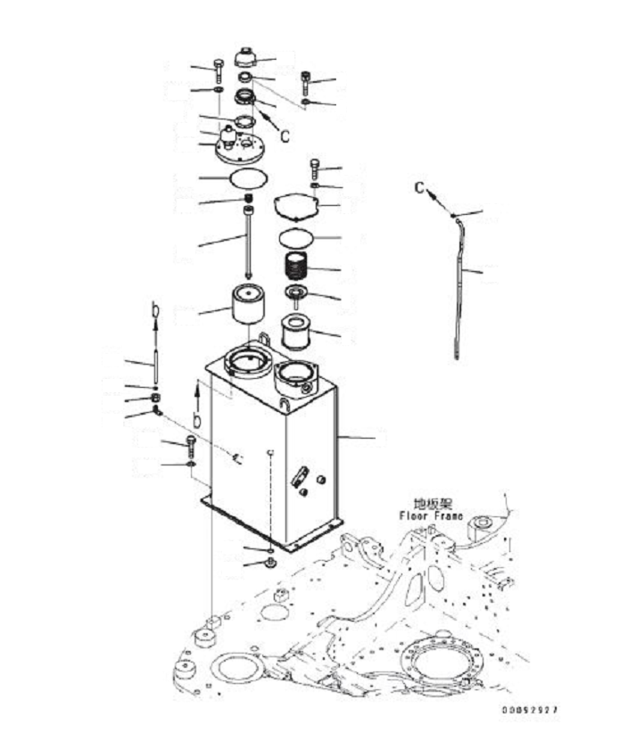 Komatsu parts book diagram for PC70-8 S/N DBBT0001~-up: HYDRAULIC OIL TANK