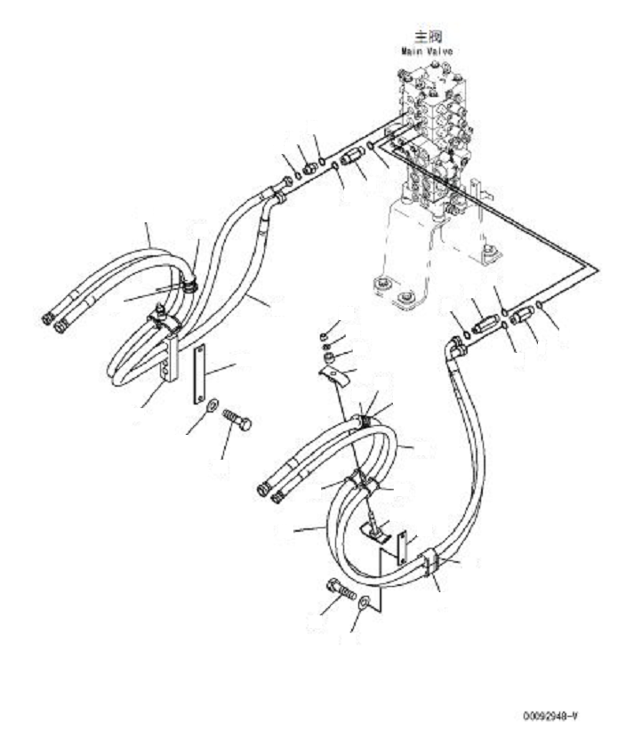 Komatsu parts book diagram for PC70-8 S/N DBBT0001~-up: ARM AND BUCKET PIPING