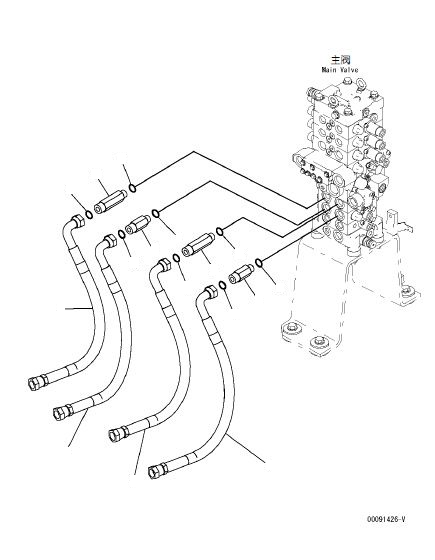 Komatsu parts book diagram for PC70-8 S/N DBBT0001~-up: TRAVEL PIPING (BLADE SPEC.)
