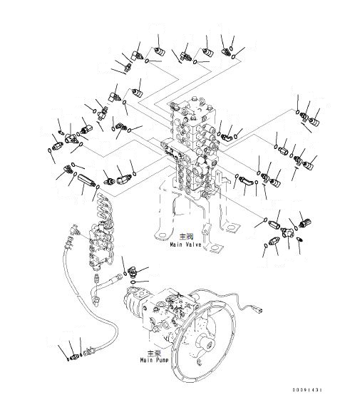 Komatsu parts book diagram for PC70-8 S/N DBBT0001~-up: PPC PIPING (CONNECTING PARTS)