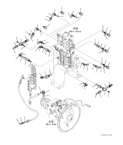 Komatsu parts book diagram for PC70-8 S/N DBBT0001~-up: PPC PIPING (CONNECTING PARTS) (BLADE SPEC.)