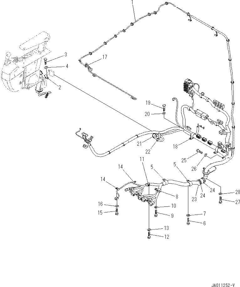 Komatsu parts book diagram for PC70-8 S/N DBBT0001~-up: OPERATOR'S CAB (FLOOR) (WIRING HARNESS)