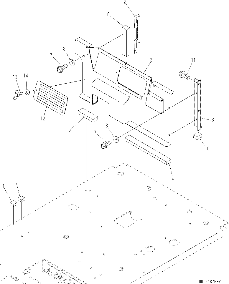 Komatsu parts book diagram for PC70-8 S/N DBBT0001~-up: OPERATOR'S CAB (FLOOR) (AIR DUCT SEAL)