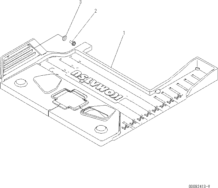 Komatsu parts book diagram for PC70-8 S/N DBBT0001~-up: FLOOR MAT (PROVISION FOR 1-ADDITIONAL ACTUATOR PIPING)