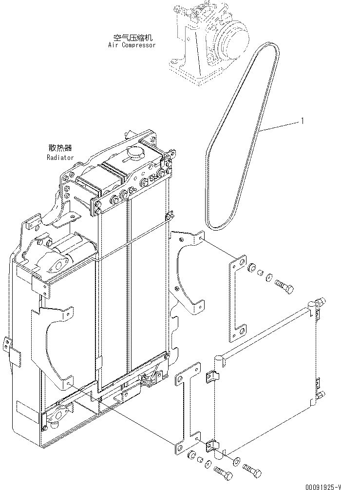 Komatsu parts book diagram for PC70-8 S/N DBBT0001~-up: AIR CONDITIONER (V-BELT)